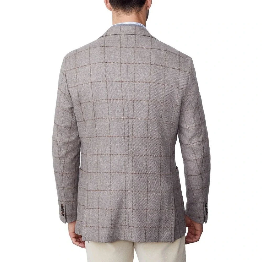 J Mclaughlin Mens Lisbon Brown Tan Cashmere Wool Blend Italian Blazer‎ Sz 46 NWT